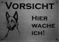 Preview: Edelstahl Warnschild Malinois VORSICHT Hier wache ich!